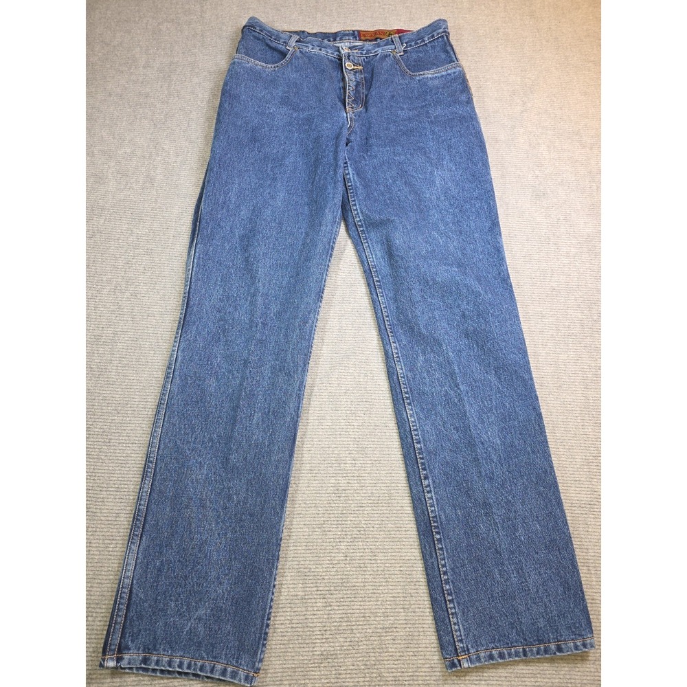 Vtg LAWMAN Jeans Western Studded Bareback Denim High-Rise Straight Leg 34x33